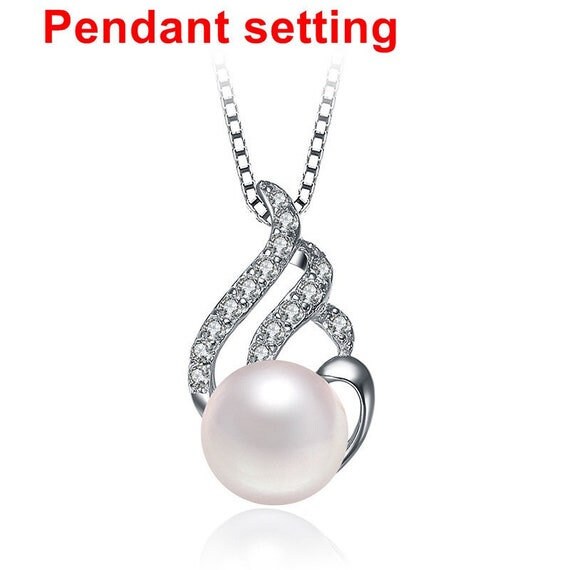 Necklace Pendant Setting Blank 7mm 1pc 0.7g 925 Sterling Silver Leaf Shape Base for 1 Pearl Bead CZ Semi Mount Wholesale Available