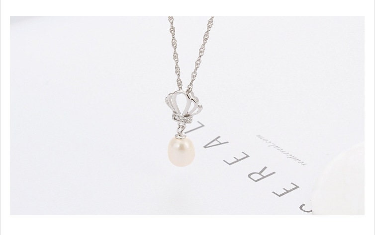 Necklace Pendant Setting Blank 7mm 1pc 0.6g 925 Sterling Silver Crown Shape Base for 1 Pearl Bead Wholesale Available