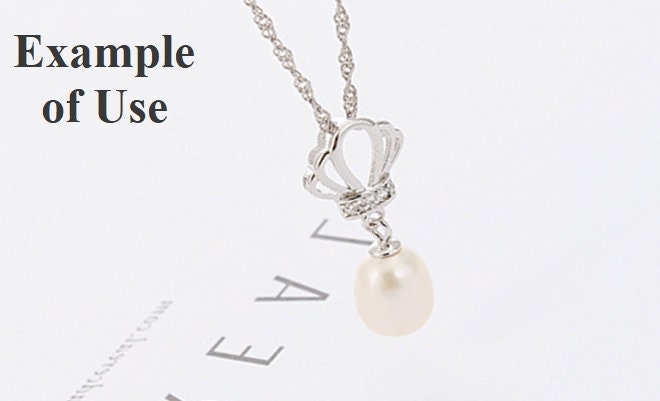 Necklace Pendant Setting Blank 7mm 1pc 0.6g 925 Sterling Silver Crown Shape Base for 1 Pearl Bead Wholesale Available