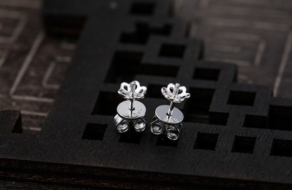 Stud Earring Setting Blanks 5-10mm 1 Pair 0.7g 925 Sterling Silver Base for 1 Pearl Bead Wholesale Available