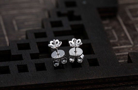 Stud Earring Setting Blanks 5-10mm 1 Pair 0.7g 925 Sterling Silver Base for 1 Pearl Bead Wholesale Available