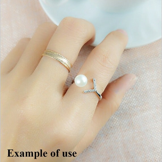 Ring Setting Blank 6mm 1pc 1g 925 Sterling Silver Adjustable CZ Semi Mount Round Shape Base for 1 Pearl Bead Wholesale Available