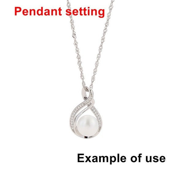 Necklace Pendant Setting Blank 8.5mm 1pc 1.7g 925 Sterling Silver Leaf Shape Base for 1 Pearl Bead CZ Semi Mount Wholesale Available