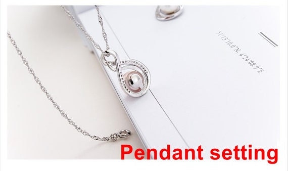 Necklace Pendant Setting Blank 8.5mm 1pc 1.7g 925 Sterling Silver Leaf Shape Base for 1 Pearl Bead CZ Semi Mount Wholesale Available