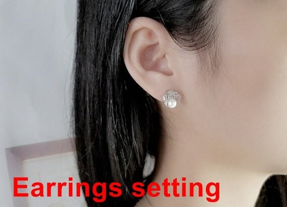 Stud Earring Setting Blanks 5.5mm 1 Pair 1.4g 925 Sterling Silver Round Base for 1 Pearl Bead Wholesale Available