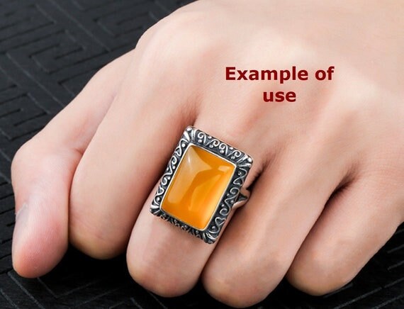 Ring Setting Blank Bezel 16 18mm 1pc 4g 925 Sterling Silver Adjustable for 1 Rectangle Shape Cabochon Cameo No Prongs Wholesale Available