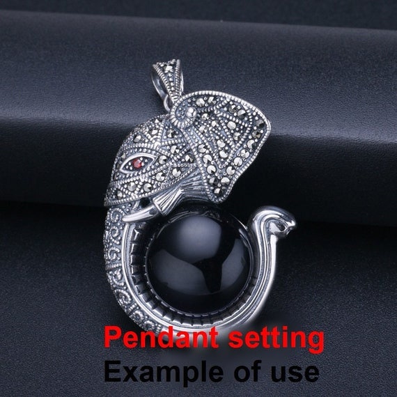 Necklace Pendant Setting Blank Bezel 7x7mm 1pc 3.8g 925 Sterling Silver for 1 Round Shape Cabochon Stone Cameo Wholesale Available