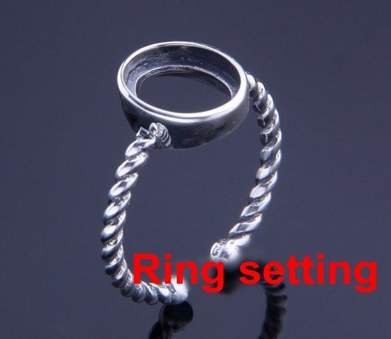 Ring Setting Blank Bezel 6x8mm 8x10mm 1pc 925 Sterling Silver Adjustable for 1 Oval Shape Cabochon Cameo No Prongs Wholesale Available