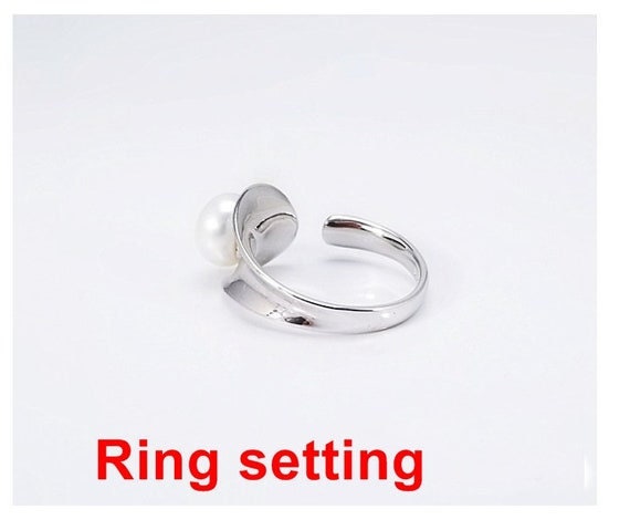 Ring Setting Blank 7.5mm 1pc 2.6g 925 Sterling Silver Adjustable Round Shape Base for 1 Pearl Bead Wholesale Available