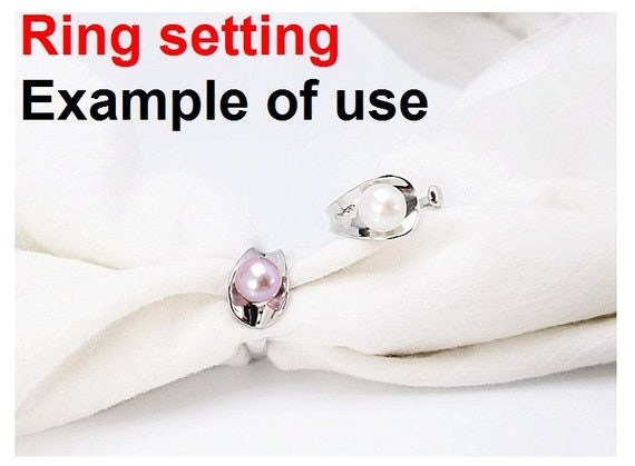 Ring Setting Blank 7.5mm 1pc 2.6g 925 Sterling Silver Adjustable Round Shape Base for 1 Pearl Bead Wholesale Available