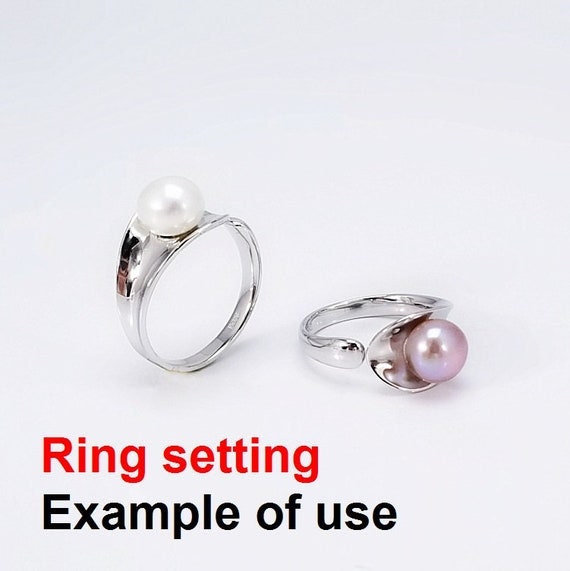 Ring Setting Blank 7.5mm 1pc 2.6g 925 Sterling Silver Adjustable Round Shape Base for 1 Pearl Bead Wholesale Available