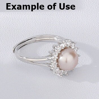 Ring Setting Blank 8mm 1pc 2.9g 925 Sterling Silver Adjustable CZ Semi Mount Round Shape Base for 1 Pearl Bead Wholesale Available