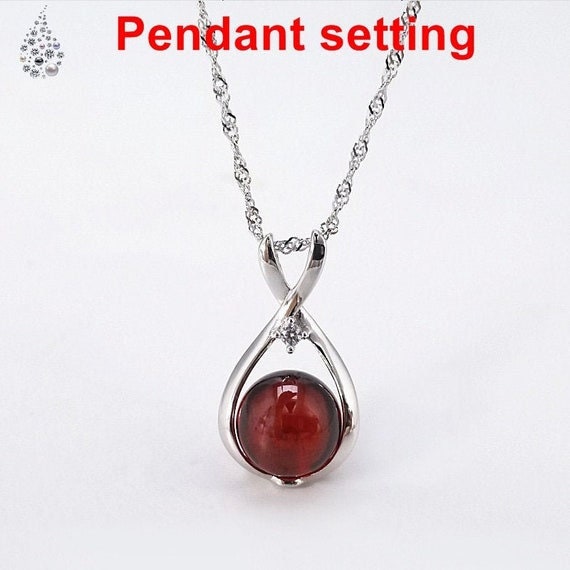 Necklace Pendant Setting Blank 10mm 1pc 1.3g 925 Sterling Silver Gift Bag Shape Base for 1 Pearl Bead CZ Semi Mount Wholesale Available