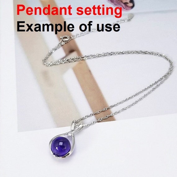 Necklace Pendant Setting Blank 10mm 1pc 1.3g 925 Sterling Silver Gift Bag Shape Base for 1 Pearl Bead CZ Semi Mount Wholesale Available