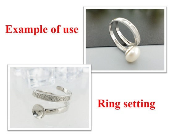 Ring Setting Blank 8mm 1pc 3.2g 925 Sterling Silver Adjustable CZ Semi Mount Round Shape Base for 1 Pearl Bead Wholesale Available