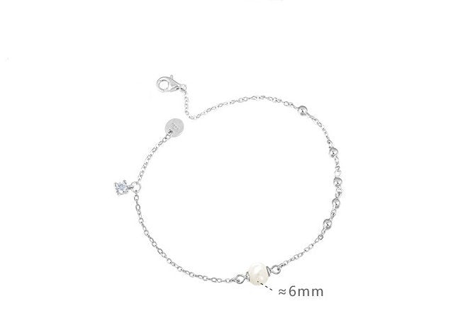 Pearl Chain Bracelet Setting 190mm 7.5 Inch Sterling Silver 925 For One Bead Blank Tray Base White Gold Fine No Prongs Jewelry Wholesale 1pc