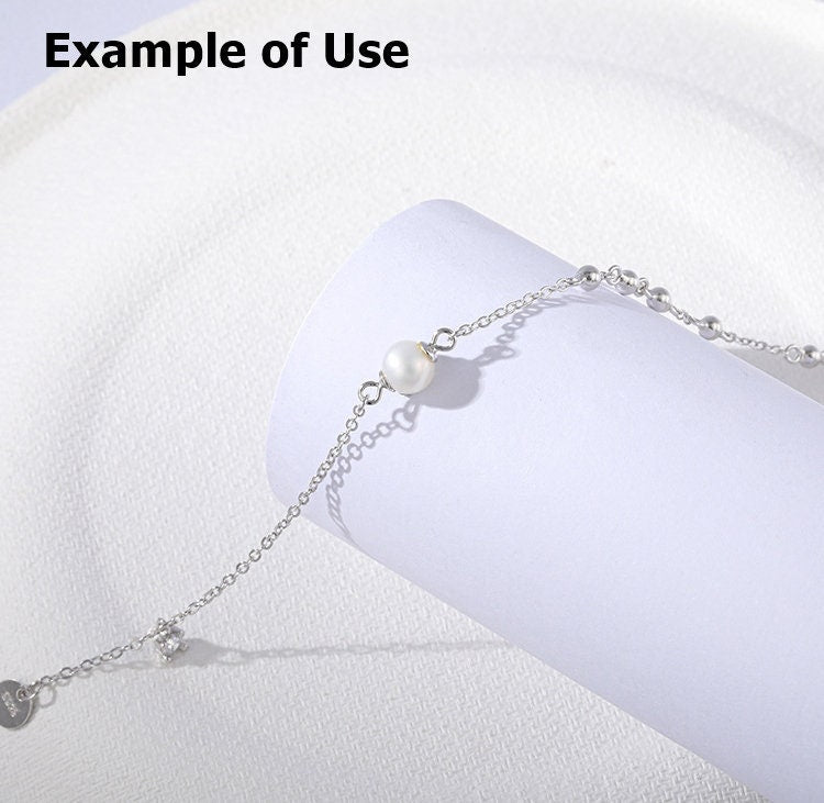 Pearl Chain Bracelet Setting 190mm 7.5 Inch Sterling Silver 925 For One Bead Blank Tray Base White Gold Fine No Prongs Jewelry Wholesale 1pc