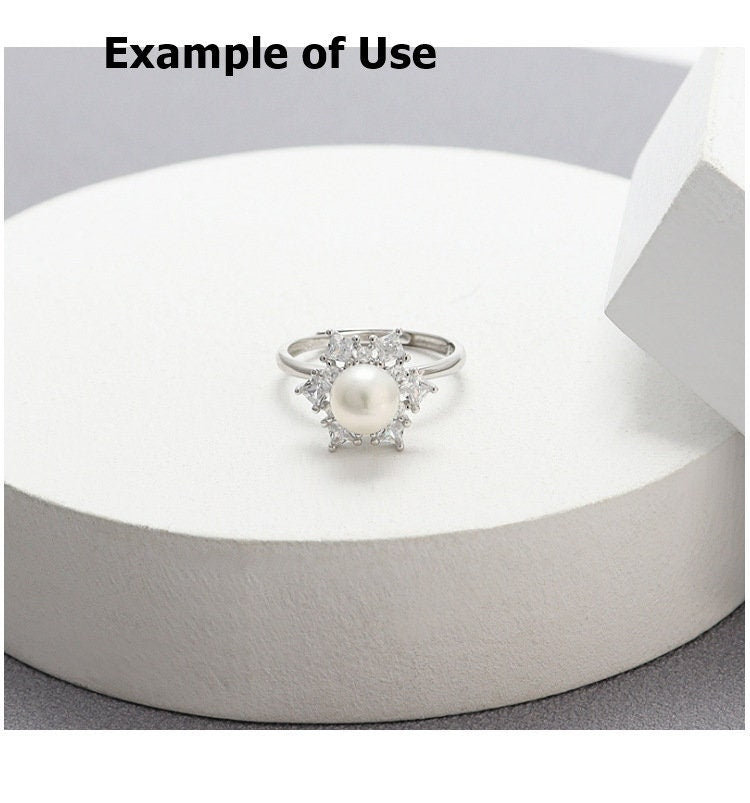 Ring Blank Setting 1pc Sterling Silver 925 Pearl 7mm Solid Bezel Flower Cup Adjustable For One Bead Finding Wholesale