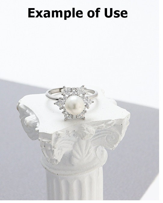 Ring Blank Setting 1pc Sterling Silver 925 Pearl 7mm Solid Bezel Flower Cup Adjustable For One Bead Finding Wholesale