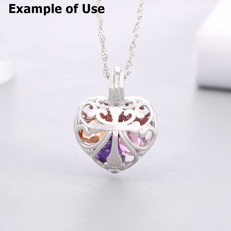 Necklace Pendant Blank Setting Heart Charm 18x24mm Sterling Silver Fine 925 For Several Beads No Prong DIY Jewelry Finding Wholesale 1pc