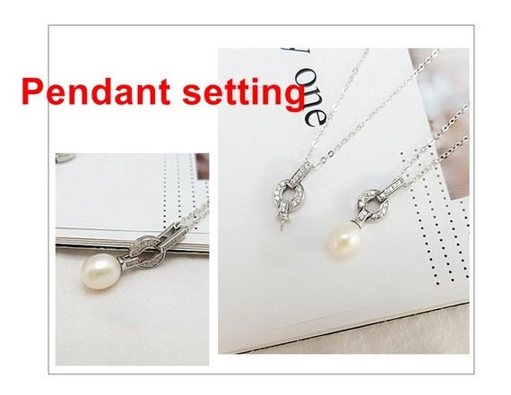 Necklace Pendant Setting Blank 10mm 1pc 1.1g 925 Sterling Silver for 1 Pearl CZ Semi Mount Wholesale Available