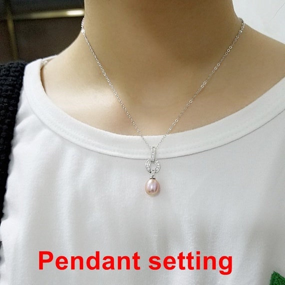 Necklace Pendant Setting Blank 10mm 1pc 1.1g 925 Sterling Silver for 1 Pearl CZ Semi Mount Wholesale Available