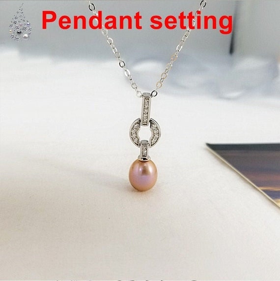 Necklace Pendant Setting Blank 10mm 1pc 1.1g 925 Sterling Silver for 1 Pearl CZ Semi Mount Wholesale Available