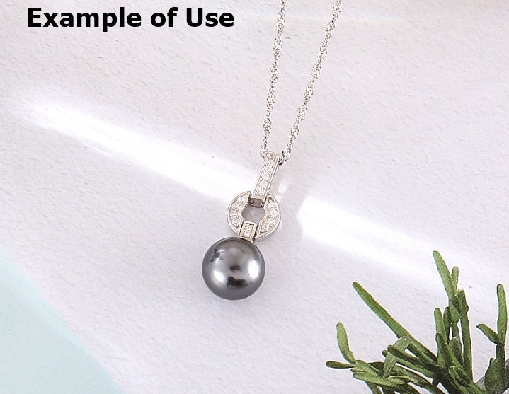 Necklace Pendant Setting Blank 10mm 1pc 1.1g 925 Sterling Silver for 1 Pearl CZ Semi Mount Wholesale Available