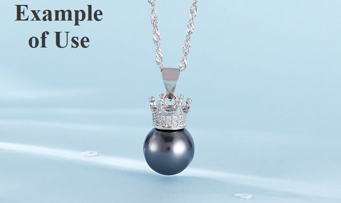 Necklace Pendant Setting Blank 10mm 1pc 0.9g 925 Sterling Silver CZ Semi Mount Crown Shape Base for 1 Pearl Bead Wholesale Available