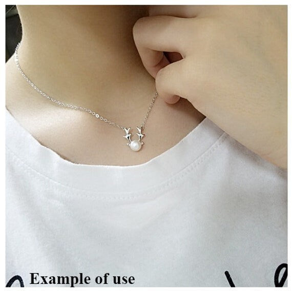 Necklace Pendant Setting Blank with Chain 6.5mm 1pc 2.0g 925 Sterling Silver Peg Cup Shape Base for 1 Pearl Bead Wholesale Available