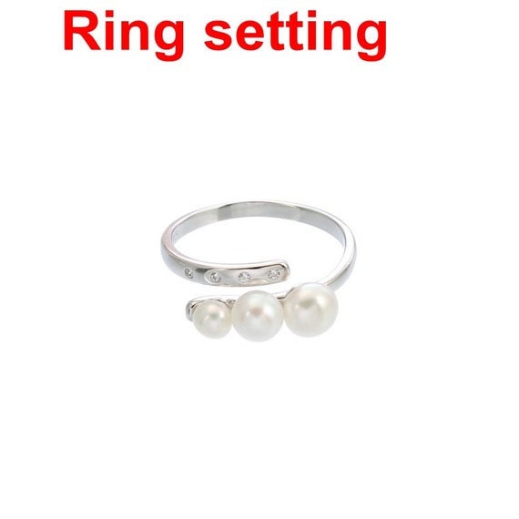 Ring Setting Blank 4-5.5mm 1pc 1.7g 925 Sterling Silver Adjustable CZ Semi Mount Round Shape Base for 3 Pearls Beads Wholesale Available