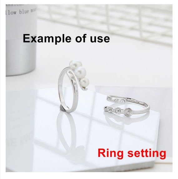 Ring Setting Blank 4-5.5mm 1pc 1.7g 925 Sterling Silver Adjustable CZ Semi Mount Round Shape Base for 3 Pearls Beads Wholesale Available