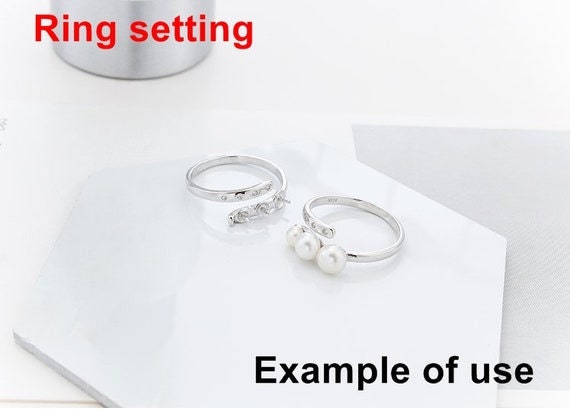 Ring Setting Blank 4-5.5mm 1pc 1.7g 925 Sterling Silver Adjustable CZ Semi Mount Round Shape Base for 3 Pearls Beads Wholesale Available