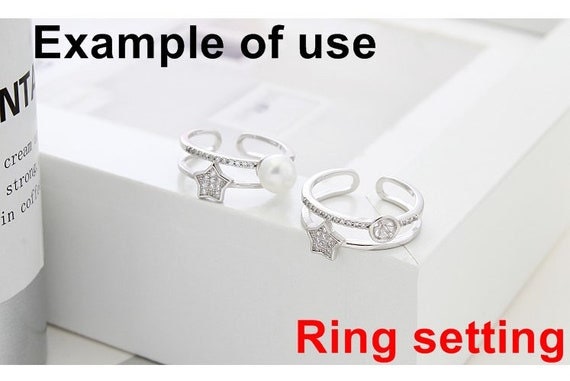 Ring Setting Blank 6.5mm 1pc 2.0g 925 Sterling Silver Adjustable CZ Semi Mount Round Shape Base for 1 Pearl Bead Wholesale Available