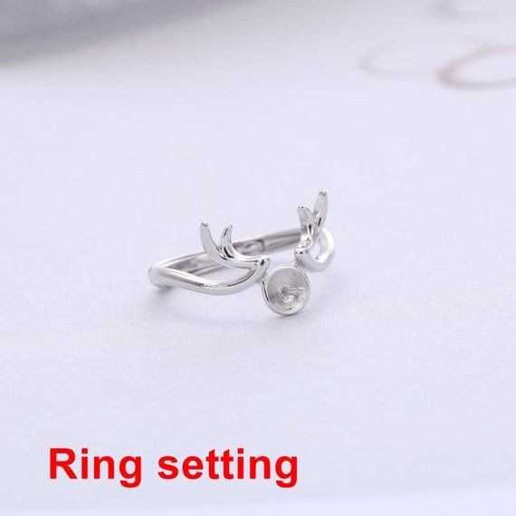 Ring Setting Blank 7mm 1pc 1.6g 925 Sterling Silver Adjustable Round Shape Base for 1 Pearl Bead Wholesale Available