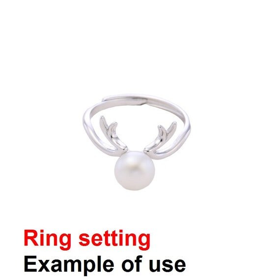 Ring Setting Blank 7mm 1pc 1.6g 925 Sterling Silver Adjustable Round Shape Base for 1 Pearl Bead Wholesale Available