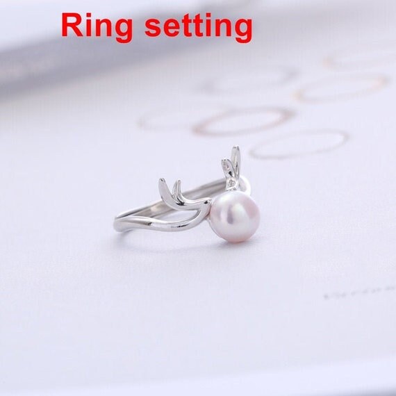 Ring Setting Blank 7mm 1pc 1.6g 925 Sterling Silver Adjustable Round Shape Base for 1 Pearl Bead Wholesale Available