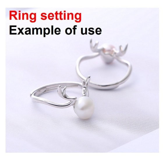 Ring Setting Blank 7mm 1pc 1.6g 925 Sterling Silver Adjustable Round Shape Base for 1 Pearl Bead Wholesale Available