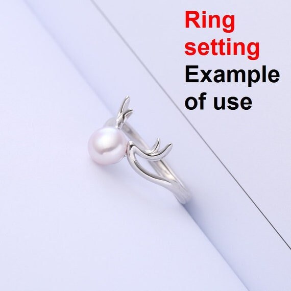 Ring Setting Blank 7mm 1pc 1.6g 925 Sterling Silver Adjustable Round Shape Base for 1 Pearl Bead Wholesale Available