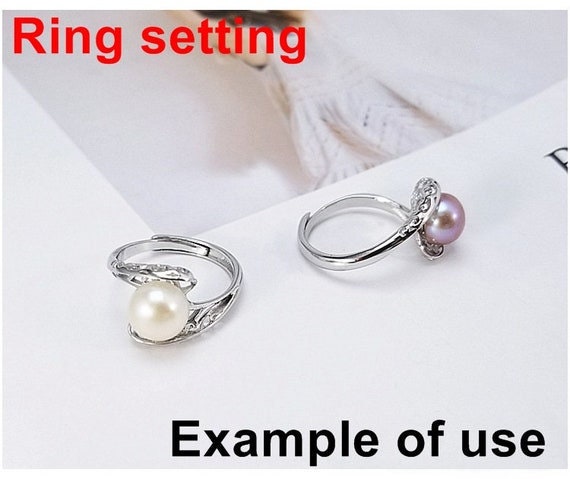 Ring Setting Blank 8.5mm 1pc 2.0g 925 Sterling Silver Adjustable Round Shape Base for 1 Pearl Bead Wholesale Available