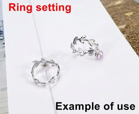 Ring Setting Blank 6mm 1pc 1.8g 925 Sterling Silver Adjustable CZ Semi Mount Round Shape Base for 1 Pearl Bead Wholesale Available