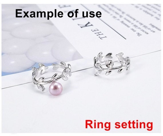 Ring Setting Blank 6mm 1pc 1.8g 925 Sterling Silver Adjustable CZ Semi Mount Round Shape Base for 1 Pearl Bead Wholesale Available