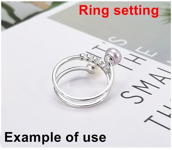 Ring Setting Blank 5.5 6mm 1pc 1.7g 925 Sterling Silver Adjustable CZ Semi Mount Round Shape Base for 2 Pearls Beads Wholesale Available