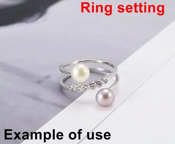 Ring Setting Blank 5.5 6mm 1pc 1.7g 925 Sterling Silver Adjustable CZ Semi Mount Round Shape Base for 2 Pearls Beads Wholesale Available