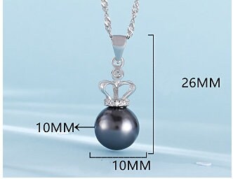 Necklace Pendant Blank Setting Crown Charm 10x26mm Sterling Silver White Gold Fine 925 For One Pearl Prong DIY Jewelry Finding Wholesale 1pc