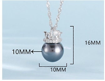 Necklace Pendant Blank Setting Crown Charm 10x16mm Sterling Silver White Gold Fine 925 For One Pearl Prong DIY Jewelry Finding Wholesale 1pc