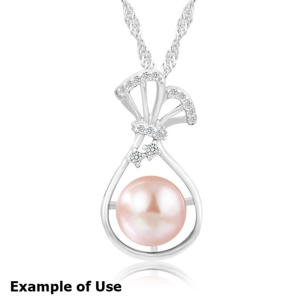 Necklace Pendant Setting Blank 9.5mm 1pc 1.3g 925 Sterling Silver Gift Bag Shape Base for 1 Pearl Bead CZ Semi Mount Wholesale Available