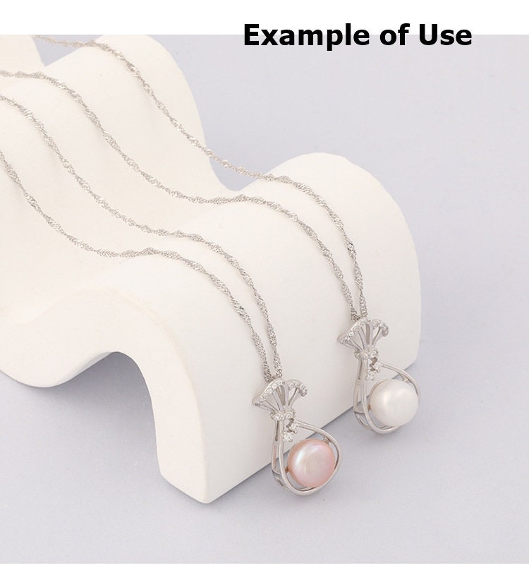 Necklace Pendant Setting Blank 9.5mm 1pc 1.3g 925 Sterling Silver Gift Bag Shape Base for 1 Pearl Bead CZ Semi Mount Wholesale Available