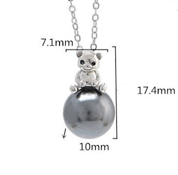 Necklace Pendant Blank Setting Bear Charm 7x17mm Sterling Silver White Gold Fine 925 For One Pearl Prong DIY Jewelry Finding Wholesale 1pc