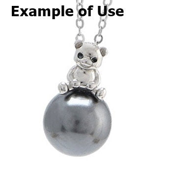 Necklace Pendant Blank Setting Bear Charm 7x17mm Sterling Silver White Gold Fine 925 For One Pearl Prong DIY Jewelry Finding Wholesale 1pc